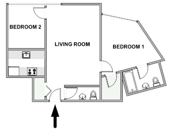 New York 2 Camere da letto appartamento - piantina approssimativa dell' appartamento  (NY-18836)
