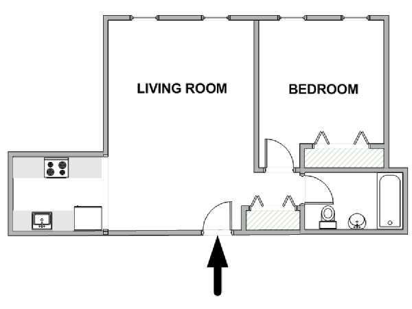 New York 1 Bedroom apartment - apartment layout  (NY-18839)