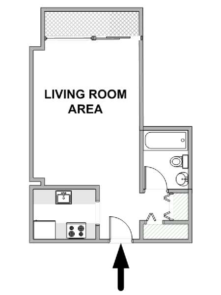 New York Monolocale appartamento - piantina approssimativa dell' appartamento  (NY-18854)