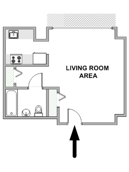 New York Studio T1 logement location appartement - plan schématique  (NY-18861)