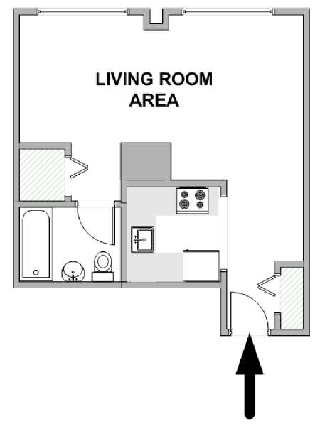 New York Monolocale appartamento - piantina approssimativa dell' appartamento  (NY-18869)