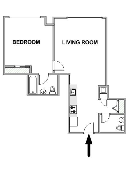 New York 1 Bedroom apartment - apartment layout  (NY-18875)