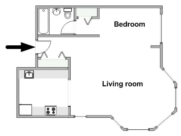 New York Monolocale appartamento - piantina approssimativa dell' appartamento  (NY-18899)