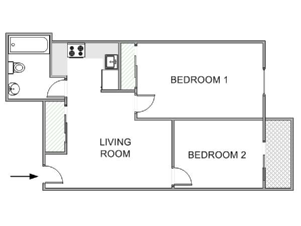 New York 2 Bedroom roommate share apartment - apartment layout  (NY-18901)
