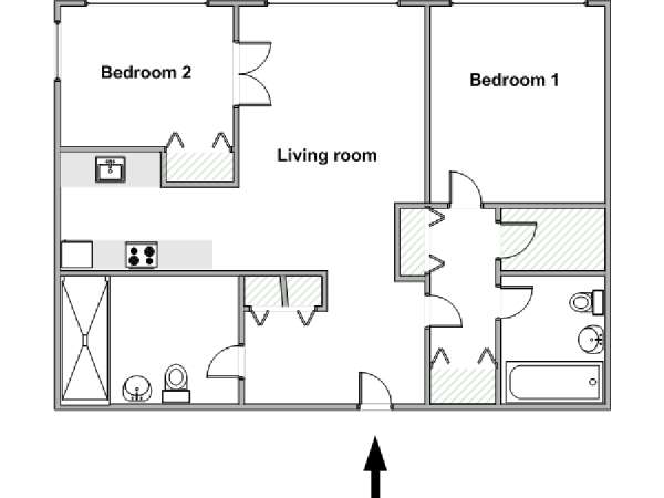 New York 2 Camere da letto appartamento - piantina approssimativa dell' appartamento  (NY-18910)