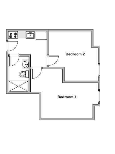New York 2 Bedroom roommate share apartment - apartment layout  (NY-18990)