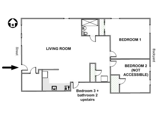 New York 3 Camere da letto stanza in affitto - piantina approssimativa dell' appartamento  (NY-19022)