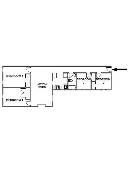 New York 4 Camere da letto stanza in affitto - piantina approssimativa dell' appartamento  (NY-19059)