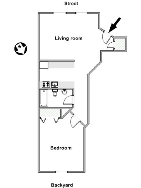 New York T2 logement location appartement - plan schématique  (NY-19064)