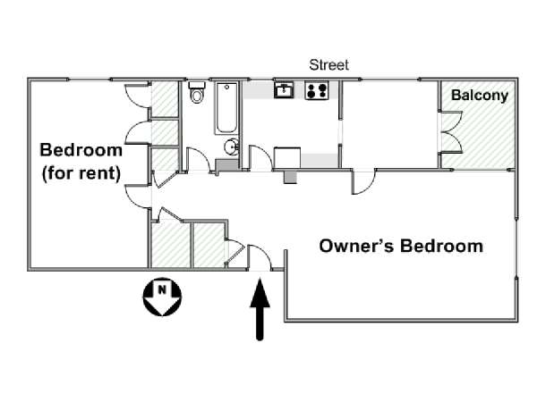 New York 1 Camera da letto stanza in affitto - piantina approssimativa dell' appartamento  (NY-19211)