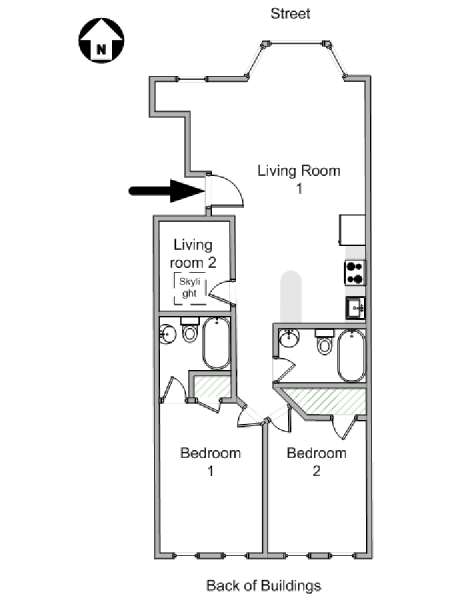New York 2 Camere da letto appartamento - piantina approssimativa dell' appartamento  (NY-19270)
