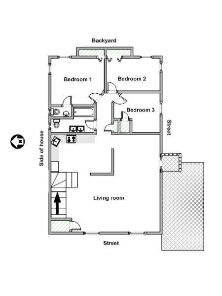 New York 3 Bedroom roommate share apartment - apartment layout  (NY-19286)