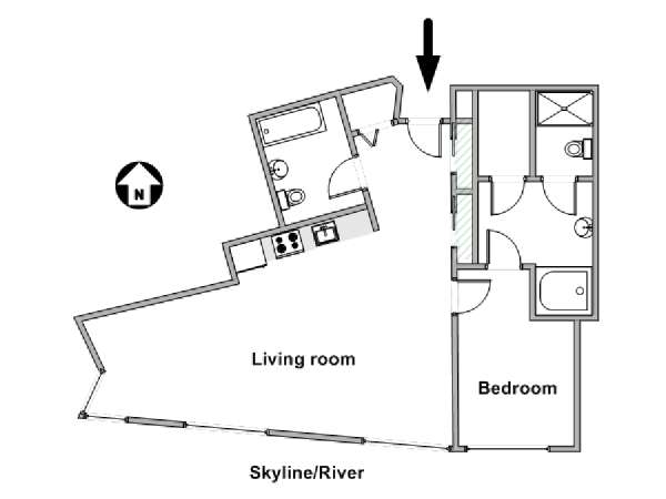 Nueva York 1 Dormitorio apartamento - esquema  (NY-19330)