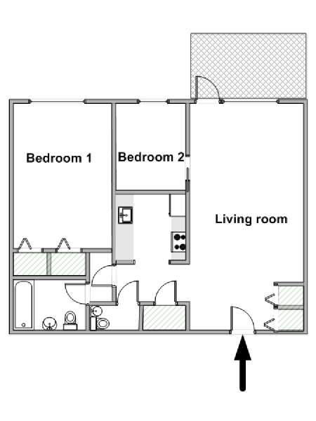 New York 2 Bedroom apartment - apartment layout  (NY-19344)