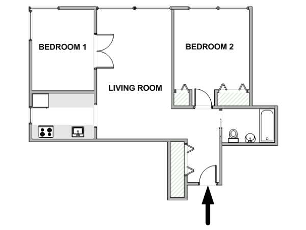 New York 2 Bedroom apartment - apartment layout  (NY-19354)