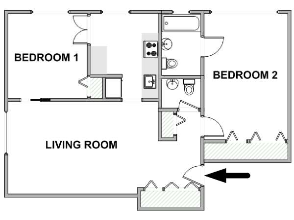 New York 2 Camere da letto appartamento - piantina approssimativa dell' appartamento  (NY-19370)