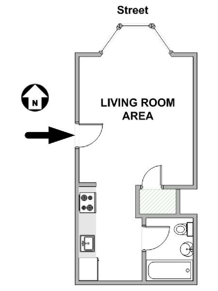 New York Monolocale appartamento - piantina approssimativa dell' appartamento  (NY-19382)