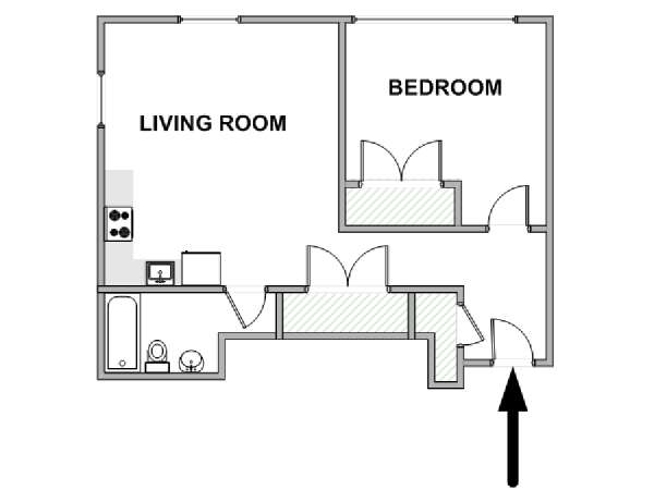 New York 1 Bedroom apartment - apartment layout  (NY-19397)