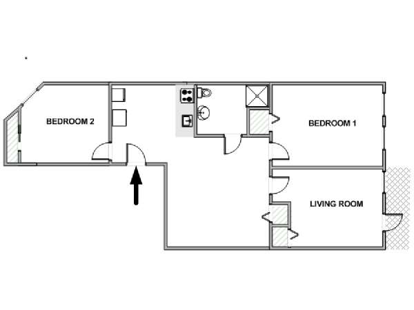 New York 2 Bedroom apartment - apartment layout  (NY-19406)