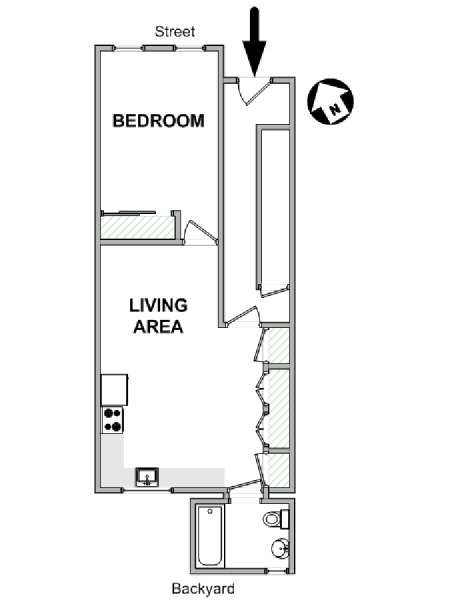 New York 1 Bedroom apartment - apartment layout  (NY-19438)