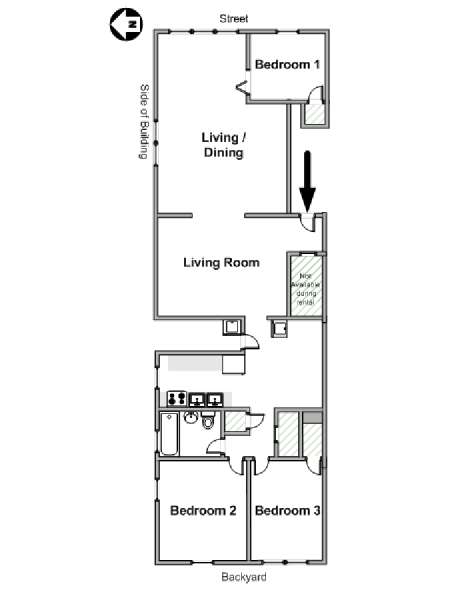 New York 3 Camere da letto appartamento - piantina approssimativa dell' appartamento  (NY-19486)