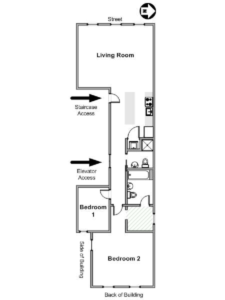 New York 2 Camere da letto - Loft appartamento - piantina approssimativa dell' appartamento  (NY-19496)
