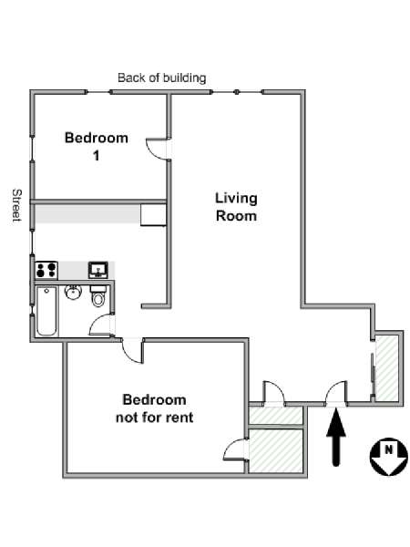 New York 2 Camere da letto stanza in affitto - piantina approssimativa dell' appartamento  (NY-19505)