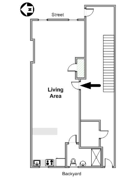 New York Studio T1 logement location appartement - plan schématique  (NY-19510)