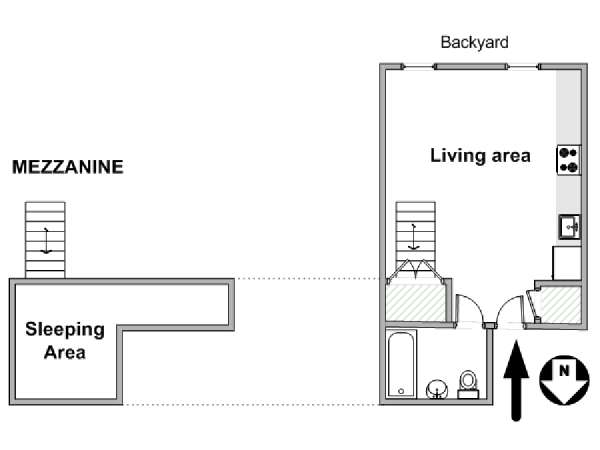 New York Monolocale appartamento - piantina approssimativa dell' appartamento  (NY-19526)