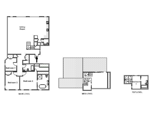 New York 4 Camere da letto - Triplex appartamento - piantina approssimativa dell' appartamento  (NY-19548)
