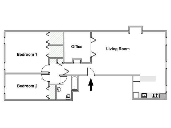 New York 2 Bedroom - Duplex apartment - apartment layout  (NY-19563)