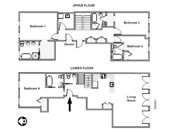 New York 4 Camere da letto - Duplex appartamento - piantina approssimativa dell' appartamento  (NY-19567)