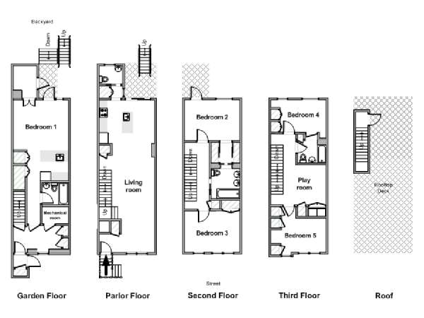 New York 5 Camere da letto appartamento - piantina approssimativa dell' appartamento  (NY-19568)