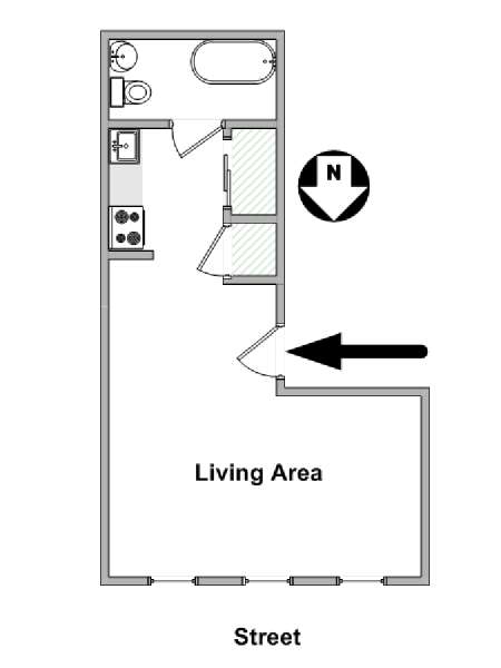 New York Monolocale appartamento - piantina approssimativa dell' appartamento  (NY-19570)