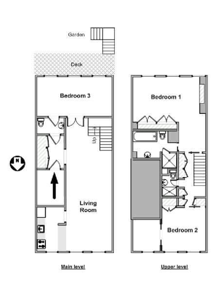 New York 3 Bedroom - Duplex apartment - apartment layout  (NY-19571)