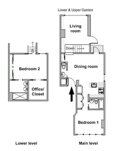 New York 2 Bedroom - Duplex apartment - apartment layout  (NY-19574)
