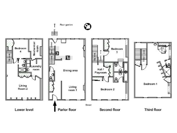 New York 4 Camere da letto appartamento - piantina approssimativa dell' appartamento  (NY-19579)