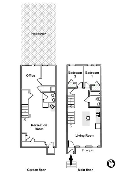 New York 2 Bedroom - Duplex apartment - apartment layout  (NY-19583)