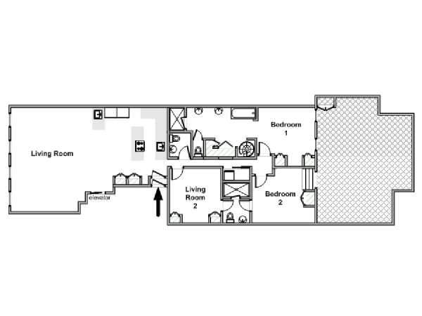 New York 2 Camere da letto appartamento - piantina approssimativa dell' appartamento  (NY-19594)