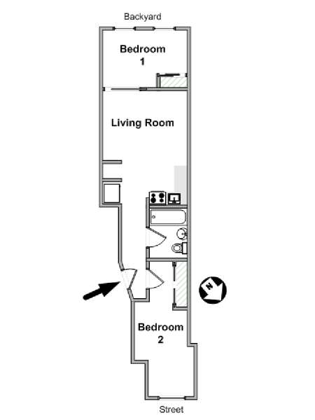 New York 2 Camere da letto appartamento - piantina approssimativa dell' appartamento  (NY-19607)