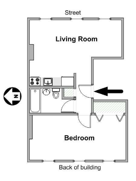 New York 1 Bedroom apartment - apartment layout  (NY-19610)