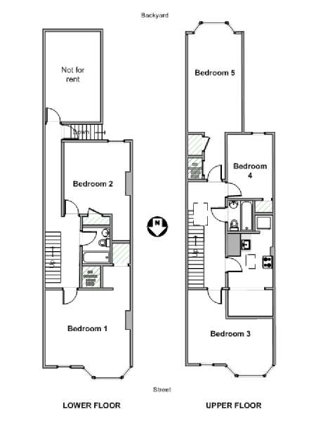 New York T7 - Duplex appartement colocation - plan schématique  (NY-19614)