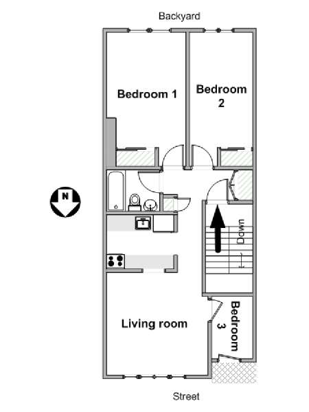 New York 3 Bedroom apartment - apartment layout  (NY-19623)