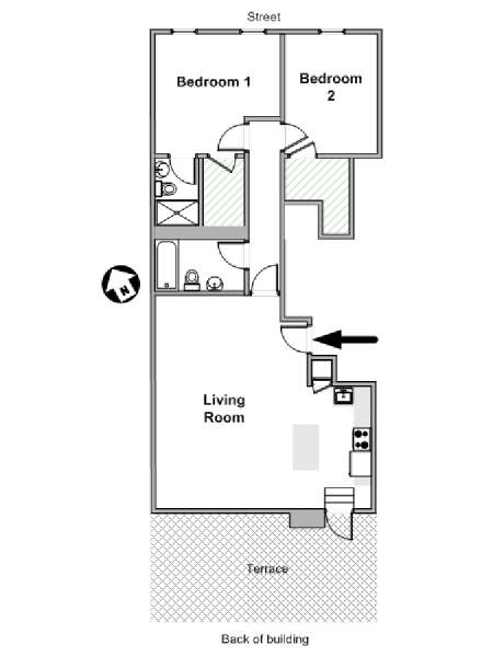 New York 2 Camere da letto appartamento - piantina approssimativa dell' appartamento  (NY-19632)