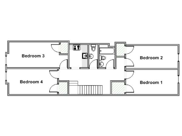 New York 4 Camere da letto stanza in affitto - piantina approssimativa dell' appartamento  (NY-19679)