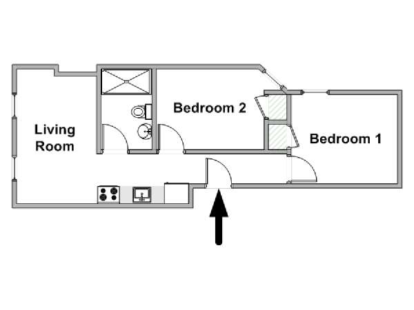 New York 2 Bedroom roommate share apartment - apartment layout  (NY-19685)