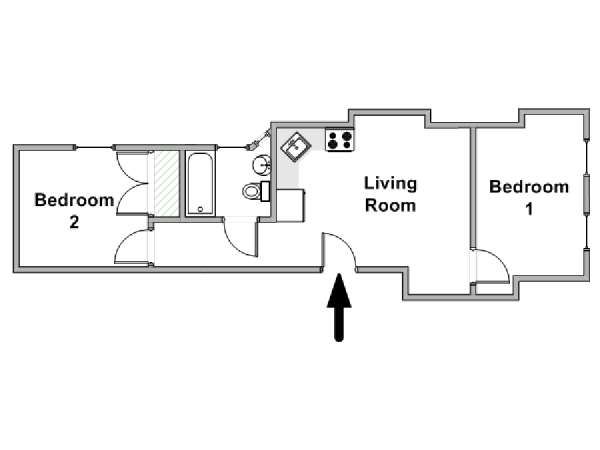 New York 2 Bedroom roommate share apartment - apartment layout  (NY-19691)