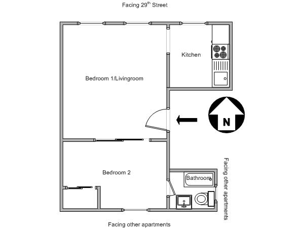 New York T2 logements location appartements - plan sch&eacute;matique 