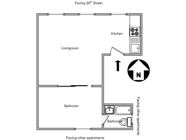 Nueva York 1 Dormitorio apartamento - esquema Nueva York 1 Dormitorio apartamento - esquema
