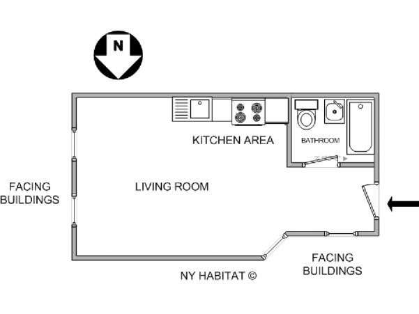New York Monolocale appartamento - piantina approssimativa dell' appartamento  (NY-2351)